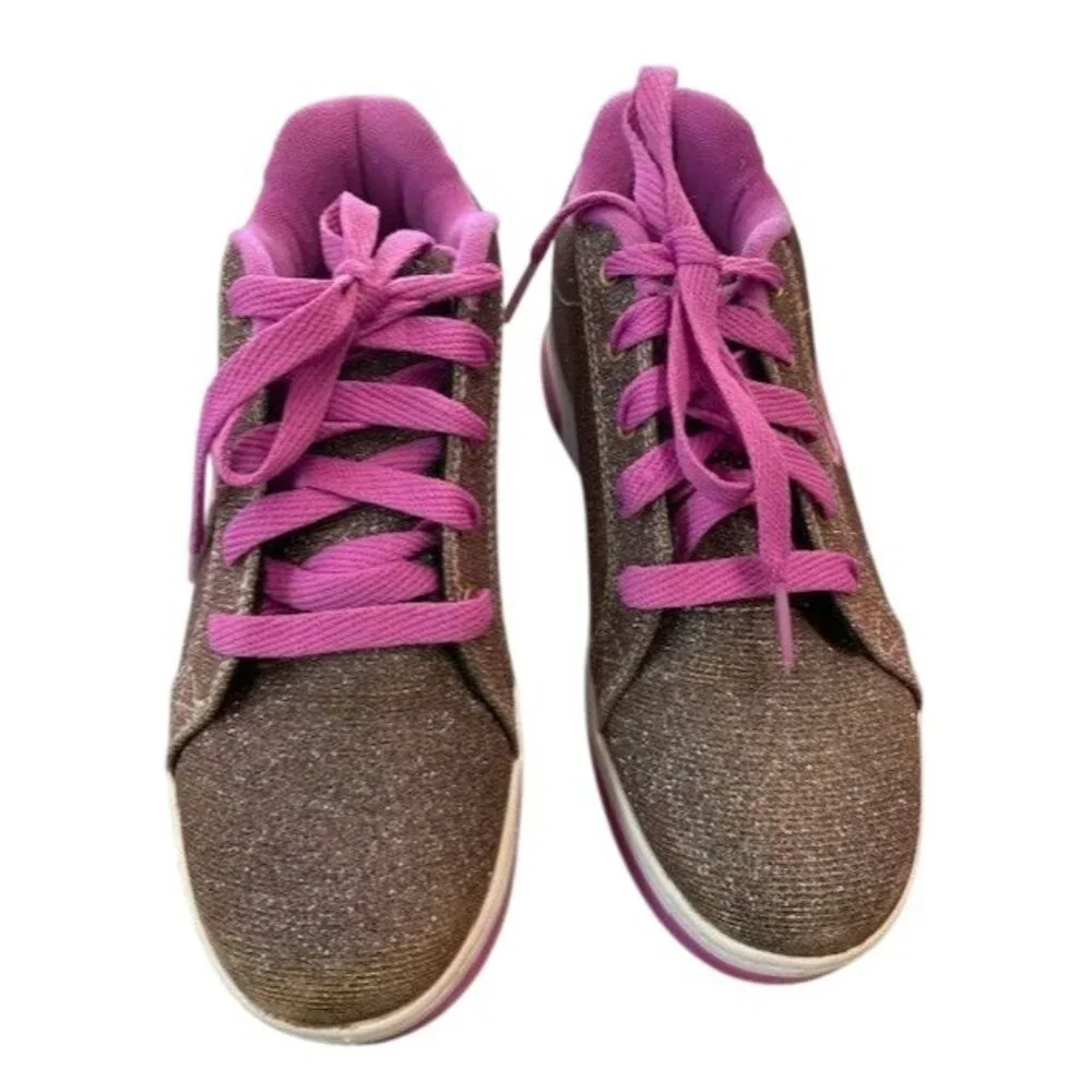 Heelys Glitter Gold & Pink Roller Shoes With Wheels‎ Youth Size 6